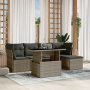 Loungeset 6-delig poly rattan grijs
