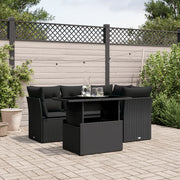 Loungeset 5-delig poly rattan zwart