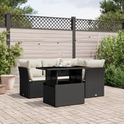 5-Piece Loungeset with Cushions Poly Rattan Black
