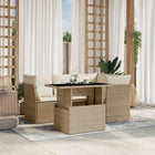 Loungeset 5-delig poly rattan beige