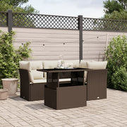 Loungeset 5-delig poly rattan bruin