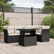 Loungeset 6-delig poly rattan zwart