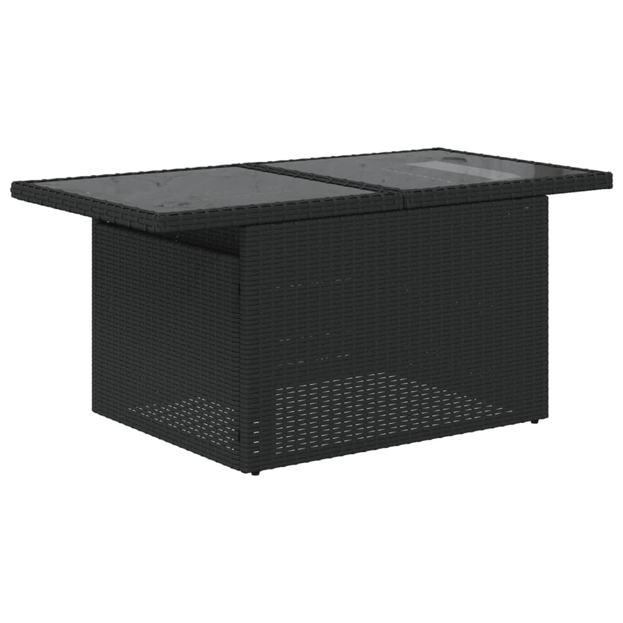 6-delige tuinbankset met kussens van zwart polyrotan