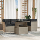 6-piece Lounge Set with cushions poly rattan light grey
