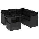 6-piece Lounge Set with Cushions Poly Rattan Black