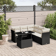 Loungeset 6-delig poly rattan zwart