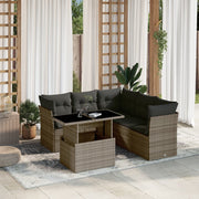 6-piece Lounge Set with Cushions Poly Rattan Grey