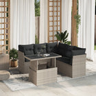 6-piece Lounge Set with cushions poly rattan light grey