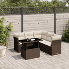 6-piece Lounge Set with Cushions Poly Rattan Brown