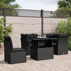 6-piece Lounge Set with Cushions Poly Rattan Black