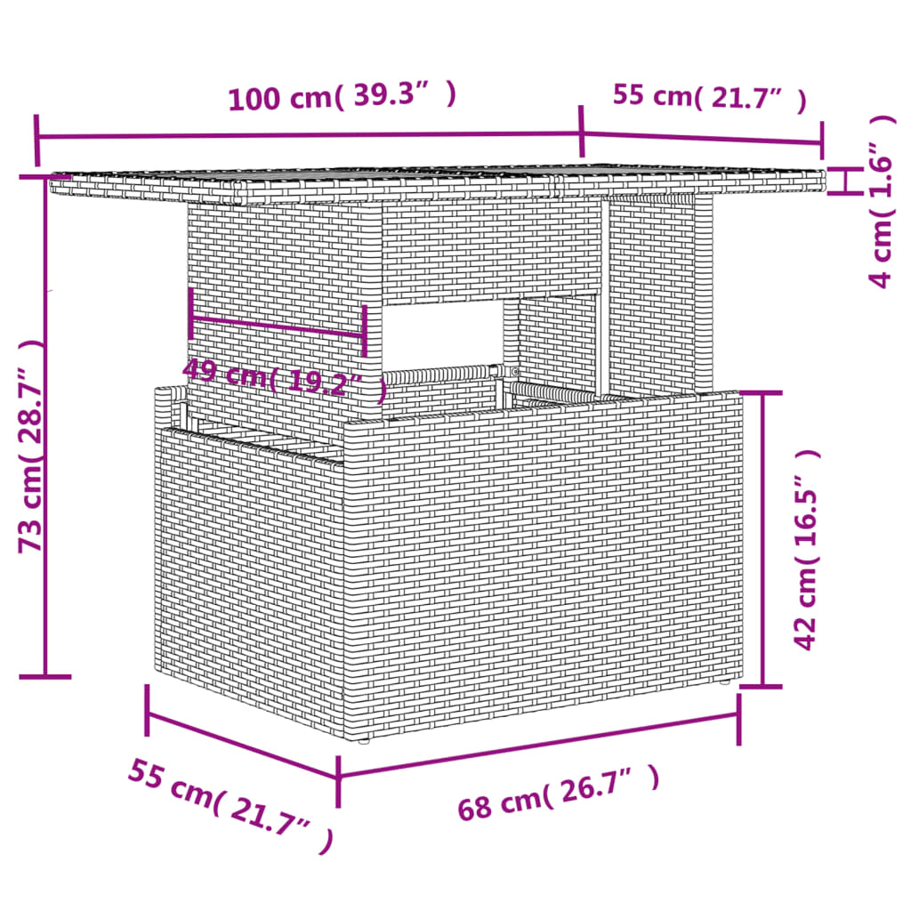 6-delige Loungeset met kussens poly rattan zwart
