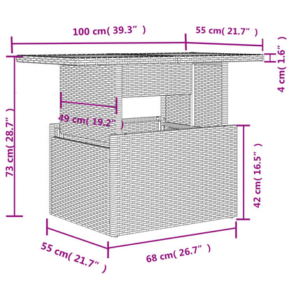 6-delige Loungeset met kussens poly rattan zwart
