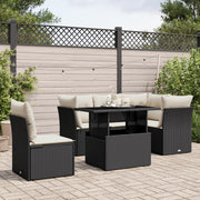 Loungeset 6-delig poly rattan zwart