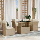 6-delige Loungeset met kussens poly rattan beige