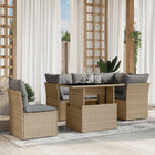 6-piece Lounge Set with cushions poly rattan beige