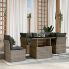 6-piece Lounge Set with Cushions Poly Rattan Grey