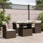 6-piece Lounge Set with Cushions Poly Rattan Brown