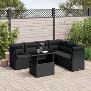 Loungeset 7-delig poly rattan zwart