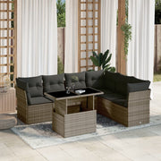 Loungeset 7-delig poly rattan grijs