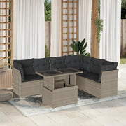 Loungeset 7-delig poly rattan lichtgrijs