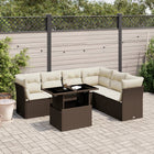 7-delige Loungeset met kussens poly rattan bruin