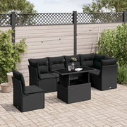 Loungeset 7-delig poly rattan zwart