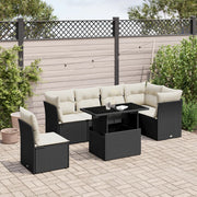 Loungeset 7-delig poly rattan zwart