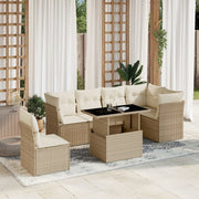 Loungeset 7-delig poly rattan beige