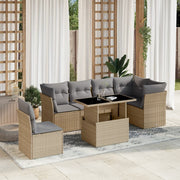 Loungeset 7-delig poly rattan beige
