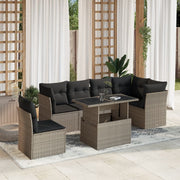 Loungeset 7-delig poly rattan lichtgrijs