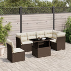 7-delige Loungeset met kussens poly rattan bruin