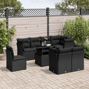 Loungeset 9-delig poly rattan zwart