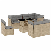 9-delige Loungeset met kussens poly rattan beige