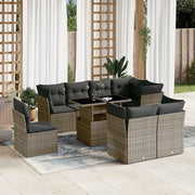 Loungeset 9-delig poly rattan grijs