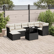 8-piece Lounge Set with Cushions Polyrattan Black