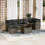 8-piece Lounge Set with Cushions Poly Rattan Grey