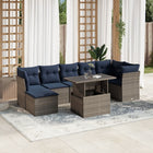 8-piece garden lounge set with cushions, grey poly rattan