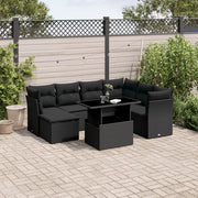 8-piece Lounge Set with Cushions Polyrattan Black
