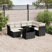 8-piece Lounge Set with Cushions Polyrattan Black