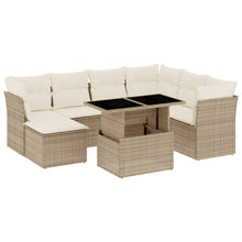 8-delige Loungeset met kussens poly rattan beige
