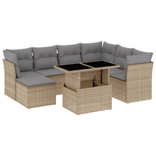 8-delige Loungeset met kussens poly rattan beige