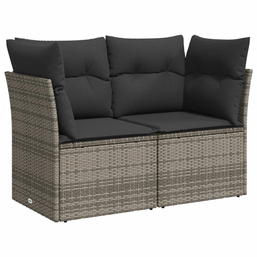 8-delige Loungeset met kussens poly rattan grijs