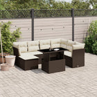 8-delige Loungeset met kussens poly rattan bruin