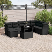 Loungeset 9-delig poly rattan zwart