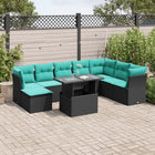 9-piece garden sofa set with cushions in black poly rattan