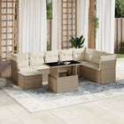 9-delige Loungeset met kussens poly rattan beige