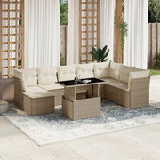 Loungeset 9-delig poly rattan beige