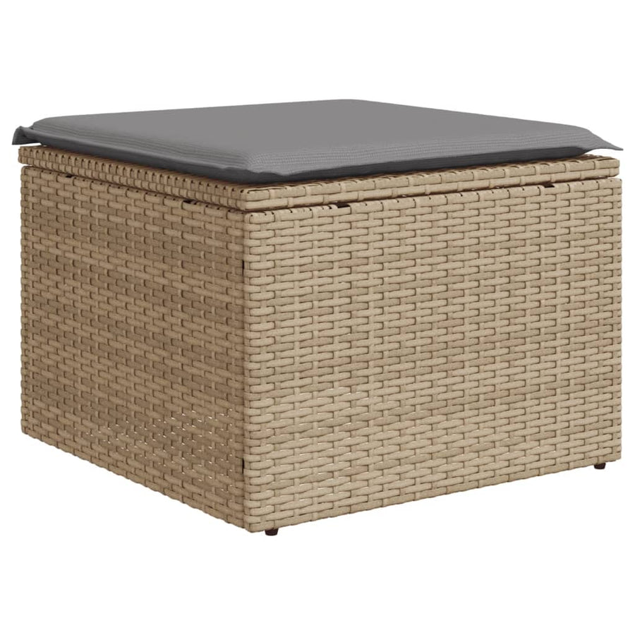 9-delige Loungeset met kussens poly rattan beige