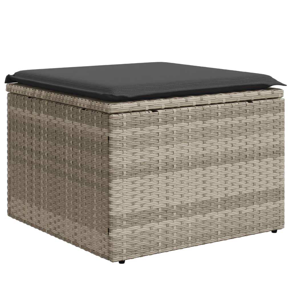 9-delige Loungeset met kussens poly rattan lichtgrijs