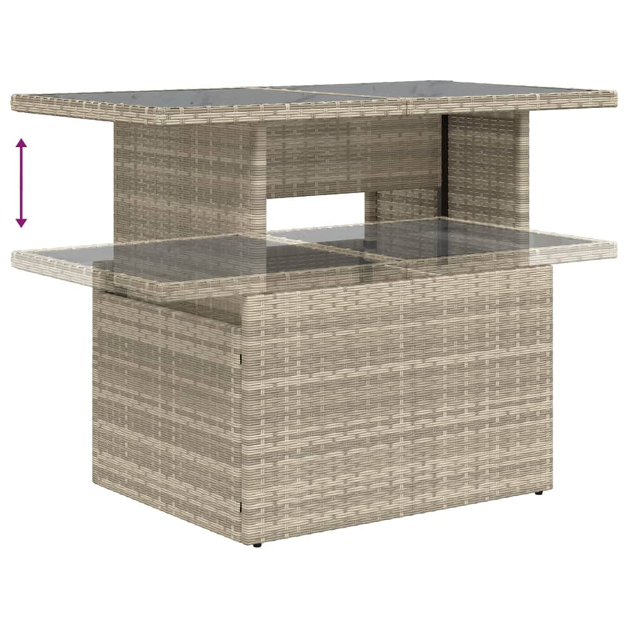 9-delige Loungeset met kussens poly rattan lichtgrijs